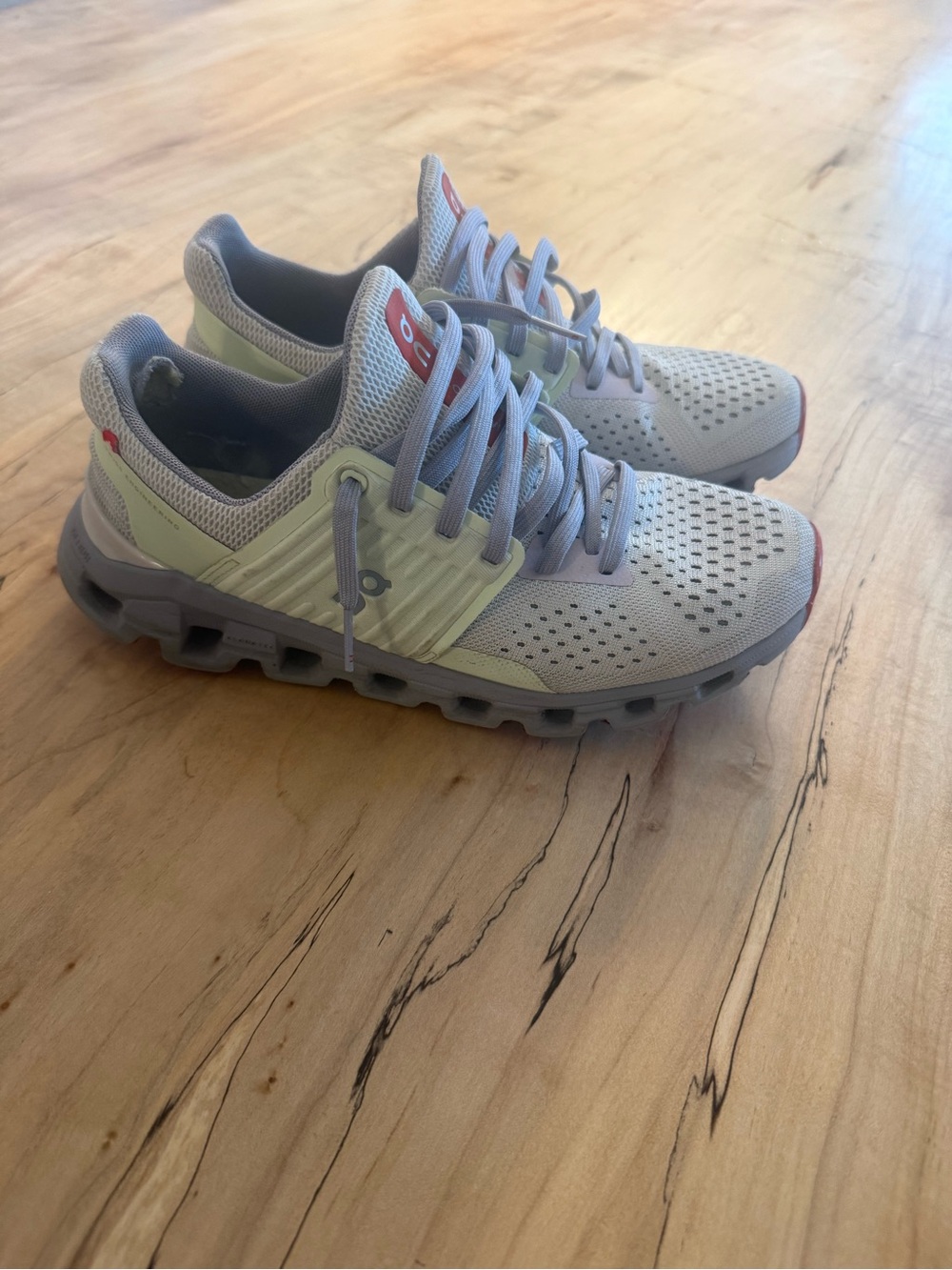 On Running Women's Gray and Pale Green Running Shoes